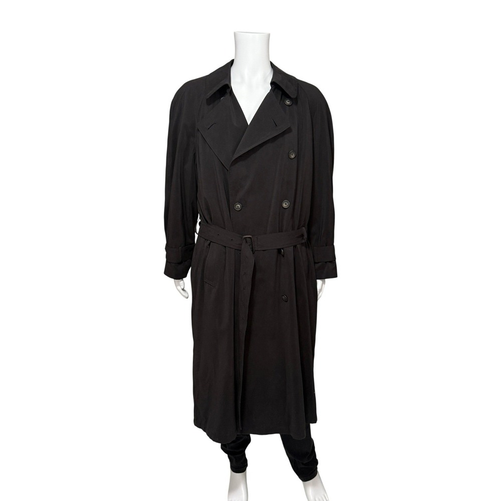 Ralph Lauren Men's Classic Black Trench Coat Removable Liner Wool Blend Size 42R